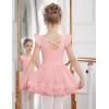 Zaclotre Girls Ballet Leotards Toddler Ruffle Sleeve Crisscross Back Tutu Dance Dress Outfit with Removable Skirt Combo(Ballet Pink)