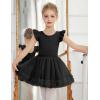 Zaclotre Girls Ballet Leotards Toddler Ruffle Sleeve Crisscross Back Tutu Dance Dress Outfit with Removable Skirt Combo(Black)
