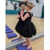 Zaclotre Girls Ballet Leotards Toddler Ruffle Sleeve Crisscross Back Tutu Dance Dress Outfit with Removable Skirt Combo(Black)