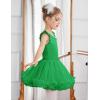 Zaclotre Girls Ballet Leotards Toddler Ruffle Sleeve Crisscross Back Tutu Dance Dress Outfit with Removable Skirt Combo(Green)