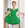 Zaclotre Girls Ballet Leotards Toddler Ruffle Sleeve Crisscross Back Tutu Dance Dress Outfit with Removable Skirt Combo(Green)