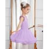 Zaclotre Girls Ballet Leotards Toddler Ruffle Sleeve Crisscross Back Tutu Dance Dress Outfit with Removable Skirt Combo(Lavender)