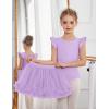Zaclotre Girls Ballet Leotards Toddler Ruffle Sleeve Crisscross Back Tutu Dance Dress Outfit with Removable Skirt Combo(Lavender)