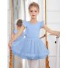 Zaclotre Girls Ballet Leotards Toddler Ruffle Sleeve Crisscross Back Tutu Dance Dress Outfit with Removable Skirt Combo(Light Blue)