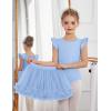 Zaclotre Girls Ballet Leotards Toddler Ruffle Sleeve Crisscross Back Tutu Dance Dress Outfit with Removable Skirt Combo(Light Blue)