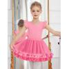 Zaclotre Girls Ballet Leotards Toddler Ruffle Sleeve Crisscross Back Tutu Dance Dress Outfit with Removable Skirt Combo(Pink)