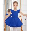 Zaclotre Girls Ballet Leotards Toddler Ruffle Sleeve Crisscross Back Tutu Dance Dress Outfit with Removable Skirt Combo(Royal Blue)