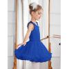 Zaclotre Girls Ballet Leotards Toddler Ruffle Sleeve Crisscross Back Tutu Dance Dress Outfit with Removable Skirt Combo(Royal Blue)