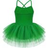 Zaclotre Ballet Leotards for Toddler Girls 4 Layers Cross Back Dance Dress Camisole Tutu Costume(Green)