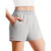 Zaclotre Girls Athletic Shorts with Zipper Pockets High Waisted Running Shorts with Liner for Kids Active Sports Soccer(Light Gray)