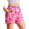 Zaclotre Girls Athletic Shorts with Zipper Pockets High Waisted Running Shorts with Liner for Kids Active Sports Soccer(Pink Tie Dye)