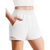 Zaclotre Girls Athletic Shorts with Zipper Pockets High Waisted Running Shorts with Liner for Kids Active Sports Soccer(White)