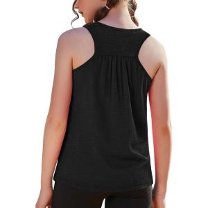 Zaclotre Girls Athletic Tank Tops Kids Sleeveless Racerback Workout Shirts for Dance Running Yoga 5-14 Years(Black)