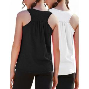 Zaclotre Girls Athletic Tank Tops Kids Sleeveless Racerback Workout Shirts for Dance Running Yoga 5-14 Years(Black and White(2 Pack))