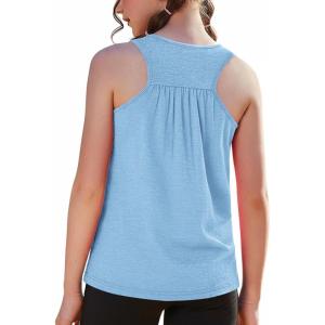 Zaclotre Girls Athletic Tank Tops Kids Sleeveless Racerback Workout Shirts for Dance Running Yoga 5-14 Years(Blue)