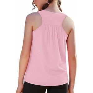 Zaclotre Girls Athletic Tank Tops Kids Sleeveless Racerback Workout Shirts for Dance Running Yoga 5-14 Years(Light Pink)