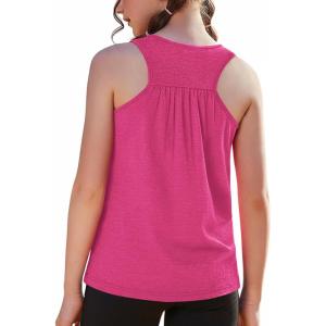 Zaclotre Girls Athletic Tank Tops Kids Sleeveless Racerback Workout Shirts for Dance Running Yoga 5-14 Years(Rose Pink)