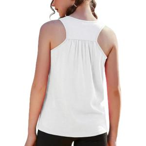 Zaclotre Girls Athletic Tank Tops Kids Sleeveless Racerback Workout Shirts for Dance Running Yoga 5-14 Years(White)