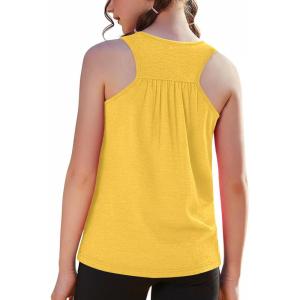 Zaclotre Girls Athletic Tank Tops Kids Sleeveless Racerback Workout Shirts for Dance Running Yoga 5-14 Years(Yellow)