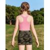 Zaclotre Girls Athletic Shorts Kids High Waisted Gymnastic Dance Biker Shorts Casual Comfy Yoga Shorts 5-14 Years(Camouflage Green)