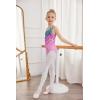 Zaclotre Ballet Leotards for Girls Hollow Back Sleeveless Dance Outfits Gymnastics Leotard Tank Bodysuit(Green & Pink)