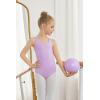 Zaclotre Ballet Leotards for Girls Hollow Back Sleeveless Dance Outfits Gymnastics Leotard Tank Bodysuit(Light Purple)