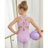 Zaclotre Ballet Leotards for Girls Hollow Back Sleeveless Dance Outfits Gymnastics Leotard Tank Bodysuit(Light Purple)