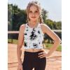 Zaclotre Girls Tank Tops Sleeveless Racerback Crop Tops Double Lined Athletic Shirts for Dance Yoga Workout Kids(Black and White Tie Dye)