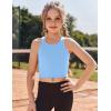 Zaclotre Girls Tank Tops Sleeveless Racerback Crop Tops Double Lined Athletic Shirts for Dance Yoga Workout Kids(Blue)