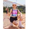 Zaclotre Girls Tank Tops Sleeveless Racerback Crop Tops Double Lined Athletic Shirts for Dance Yoga Workout Kids(Pink and Blue Tie Dye)