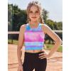 Zaclotre Girls Tank Tops Sleeveless Racerback Crop Tops Double Lined Athletic Shirts for Dance Yoga Workout Kids(Pink and Blue Tie Dye)