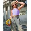 Zaclotre Girls Tank Tops Sleeveless Racerback Crop Tops Double Lined Athletic Shirts for Dance Yoga Workout Kids(Purple)