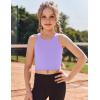 Zaclotre Girls Tank Tops Sleeveless Racerback Crop Tops Double Lined Athletic Shirts for Dance Yoga Workout Kids(Purple)