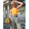 Zaclotre Girls Tank Tops Sleeveless Racerback Crop Tops Double Lined Athletic Shirts for Dance Yoga Workout Kids(Yellow)