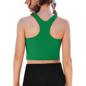 Zaclotre Girls Tank Tops Sleeveless Racerback Crop Tops Double Lined Athletic Shirts for Dance Yoga Workout Kids(Green)