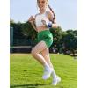 Zaclotre Girls Athletic Shorts with Zipper Pockets High Waisted Running Shorts Soccer Gym Sports Active Short for Kids(Green)
