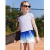 Zaclotre Girls Athletic Shorts with Zipper Pockets High Waisted Running Shorts Soccer Gym Sports Active Short for Kids(White Blue Gradient)