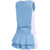 Zaclotre Girls Tennis Dress with Shorts Sleeveless Athletic Tank Top and Skirt Sets 2 Piece Golf Outfit with Pockets(Light Blue)
