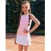 Zaclotre Girls Tennis Dress with Shorts Sleeveless Athletic Tank Top and Skirt Sets 2 Piece Golf Outfit with Pockets(Light Pink)