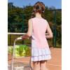 Zaclotre Girls Tennis Dress with Shorts Sleeveless Athletic Tank Top and Skirt Sets 2 Piece Golf Outfit with Pockets(Light Pink)