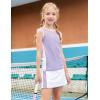 Zaclotre Girls Tennis Dress with Shorts Sleeveless Athletic Tank Top and Skirt Sets 2 Piece Golf Outfit with Pockets(Light Purple)