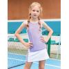 Zaclotre Girls Tennis Dress with Shorts Sleeveless Athletic Tank Top and Skirt Sets 2 Piece Golf Outfit with Pockets(Light Purple)