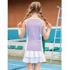Zaclotre Girls Tennis Dress with Shorts Sleeveless Athletic Tank Top and Skirt Sets 2 Piece Golf Outfit with Pockets(Light Purple)