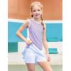 Zaclotre Girls Tennis Dress with Shorts Sleeveless Athletic Tank Top and Skirt Sets 2 Piece Golf Outfit with Pockets(Light Purple)