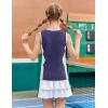 Zaclotre Girls Tennis Dress with Shorts Sleeveless Athletic Tank Top and Skirt Sets 2 Piece Golf Outfit with Pockets(Navy Blue)