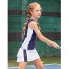 Zaclotre Girls Tennis Dress with Shorts Sleeveless Athletic Tank Top and Skirt Sets 2 Piece Golf Outfit with Pockets(Navy Blue)