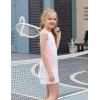 Zaclotre Girls Tennis Dress with Shorts Sleeveless Athletic Tank Top and Skirt Sets 2 Piece Golf Outfit with Pockets(White-pink)