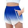 Zaclotre Girls Athletic Shorts with Zipper Pockets High Waisted Running Shorts Soccer Gym Sports Active Short for Kids(White Blue Gradient)