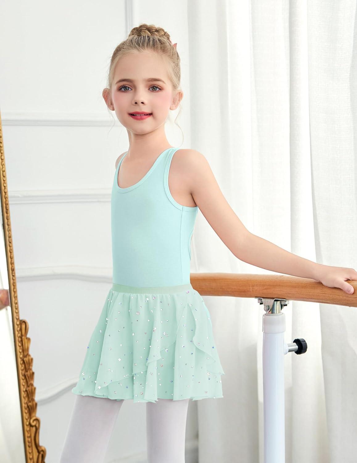 image:imageZaclotre Girls Ballet Leotards Toddler Hollow Back Dance Dress Outfit with Removable Shiny Skirt ComboAqua Green