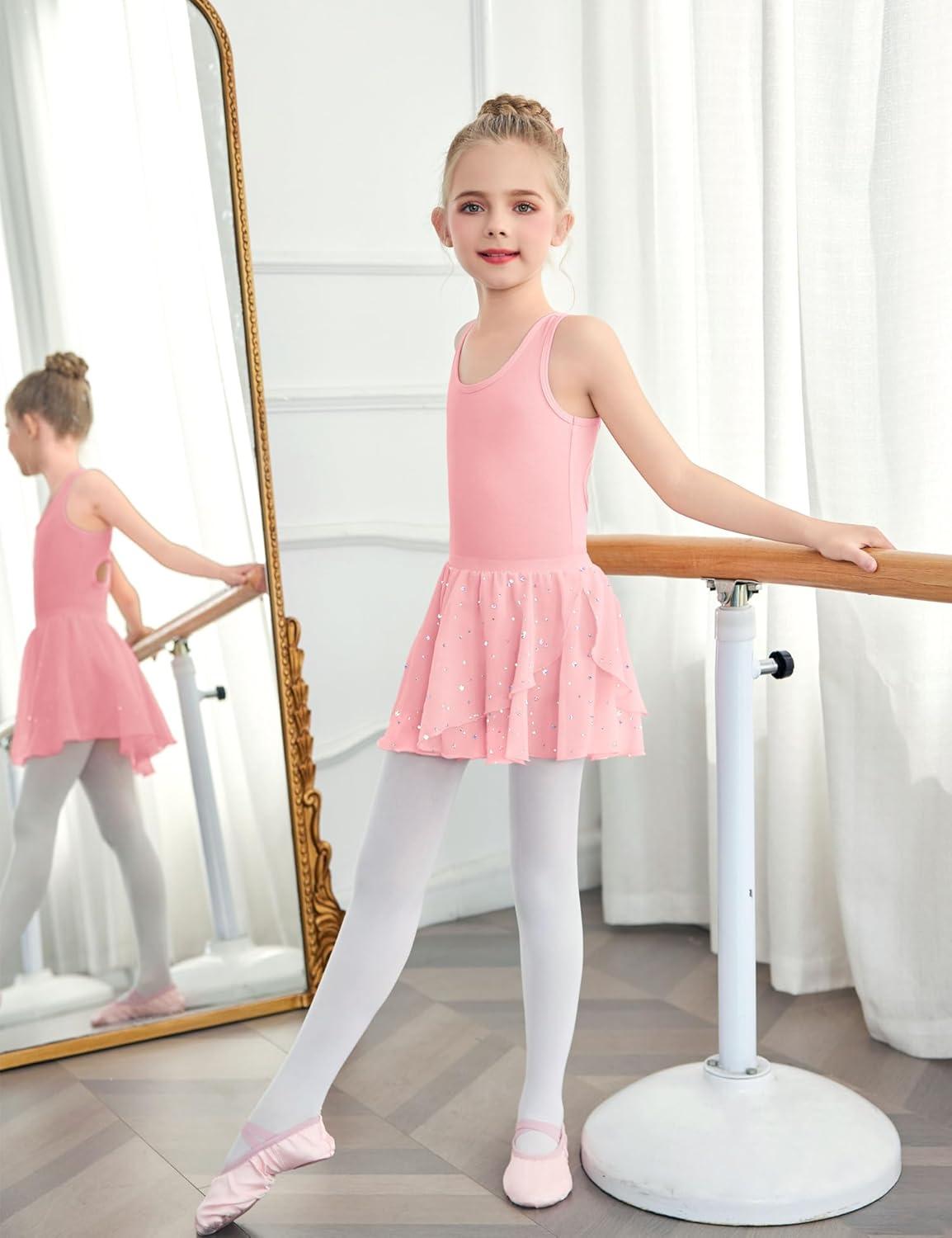 image:imageZaclotre Girls Ballet Leotards Toddler Hollow Back Dance Dress Outfit with Removable Shiny Skirt ComboBallet Pink